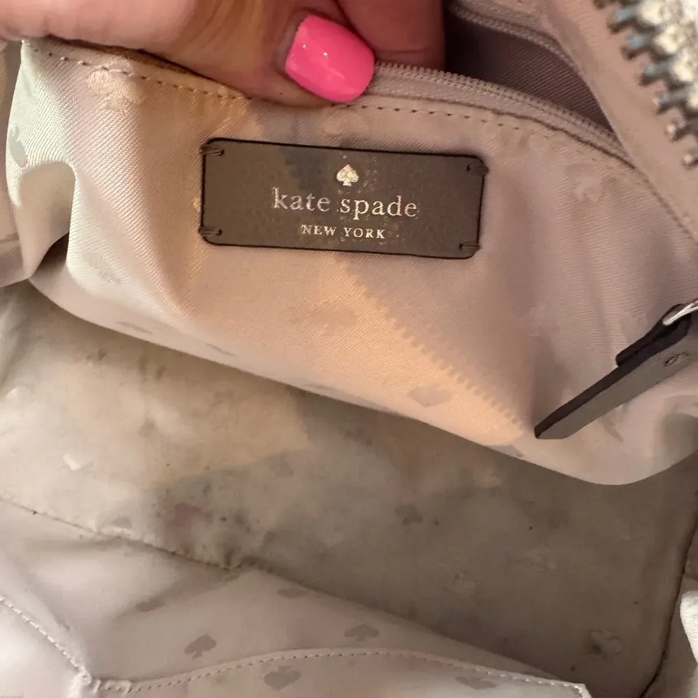 Kate Spade New York Gray Dome Satchel Crossbody Bag Pebbled Leather Purse - Picture 7 of 10